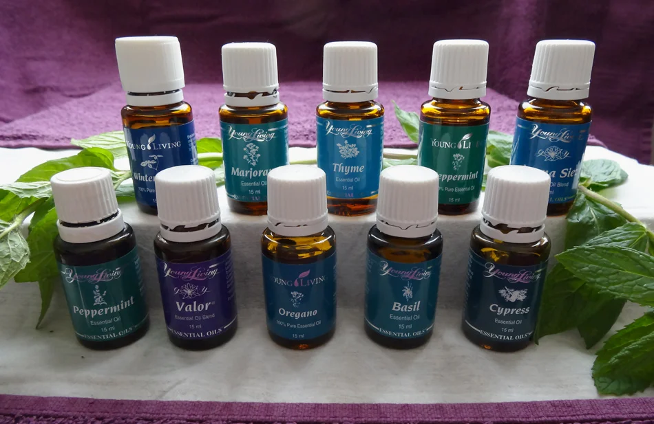 Raindrop essential oils in botthles